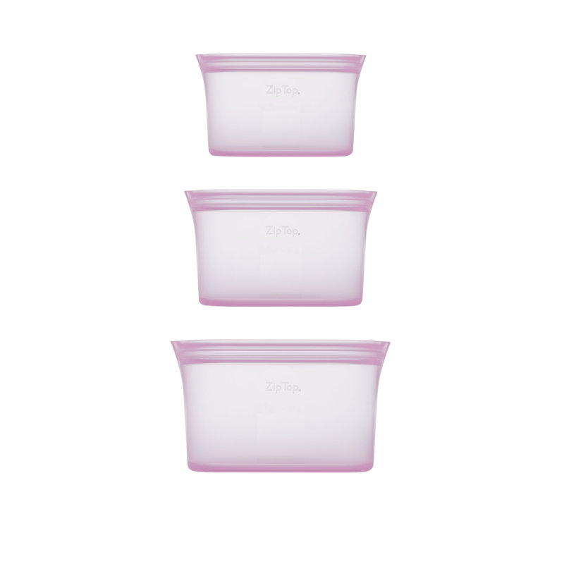 Sacs de rangement pour aliments réutilisables à fermeture éclair | Ensemble de 3 assiettes [Lavande] | Va au micro-ondes, au lave-vaisselle et au congélateur