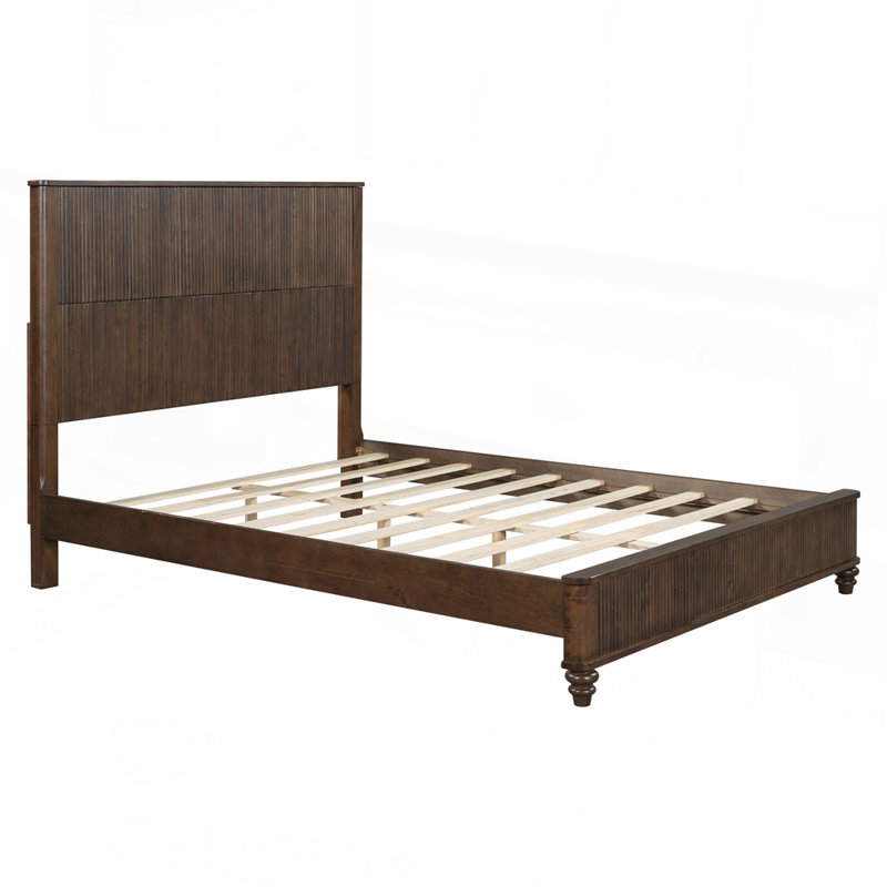 Base de lit en bois massif avec supports de fabrication durables, Noyer, Grand lit