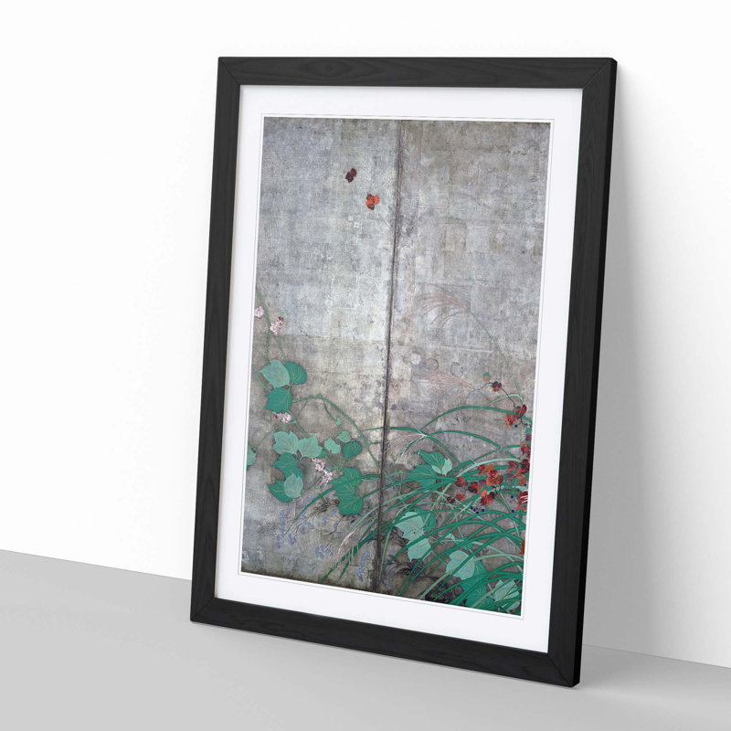 Wild Flowers by Sakai Hoitsu - Framed Print, Black, 76cm H x 50cm W x 2cm D