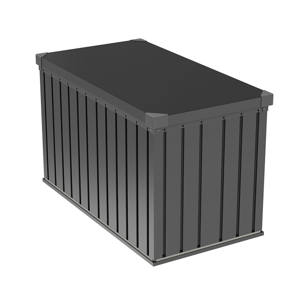 Dark Gray Metal Outdoor Deck Storage Box with Lockable Lid