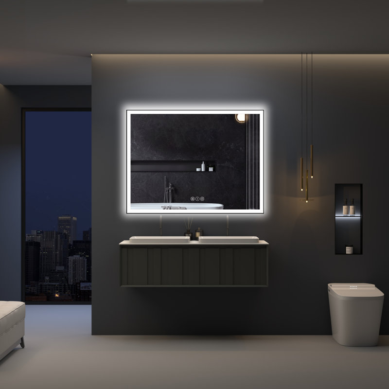 Dokes Black Framed  LED  Bathroom Vanity Mirror passed ETL, 36" x 48"