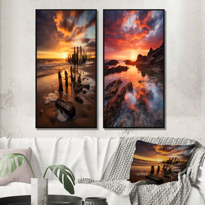 "Beach Photo Sables d'or", 2 pièces sur toile