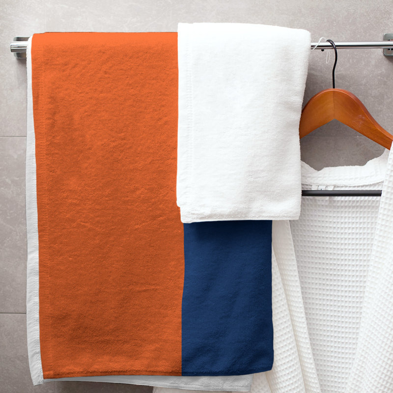 Bath Towel, Microfiber, Orange/Blue/Orange