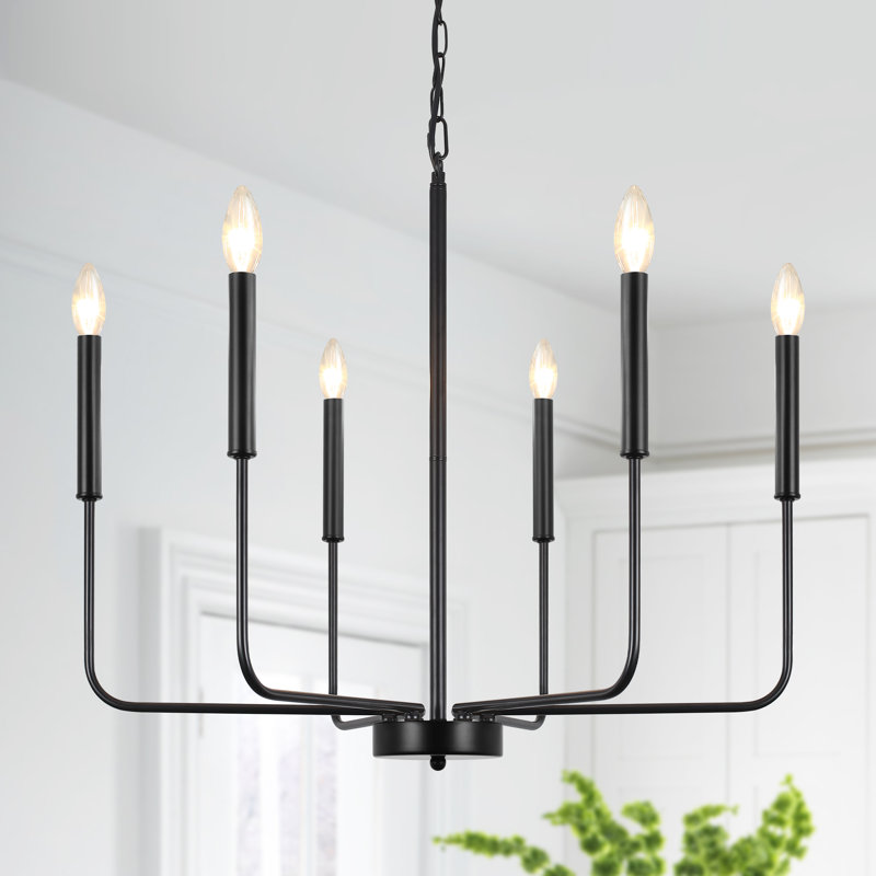 Lily-Louise 6- Light Classic / Traditional Farmhouse Rustic Iron Candle Chandelier for Bedroom,Living Room,Foyer,Entryway,Hallway,Kitchen Island Lighting Fixture