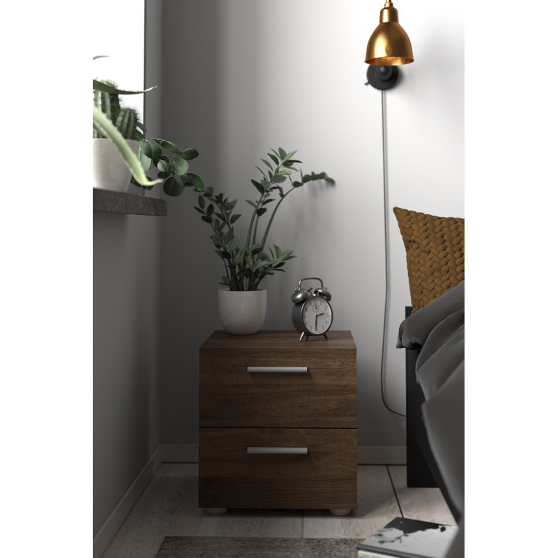 40cm W Particle Board / Chipboard Bedside Table, Walnut