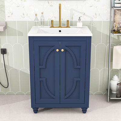 24" Wooden Bathroom Vanity with Shelf and Soft-Close Doors