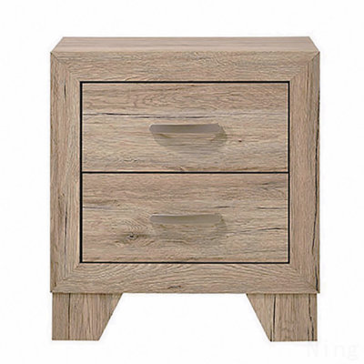 Table de chevet 2 tiroirs, naturel