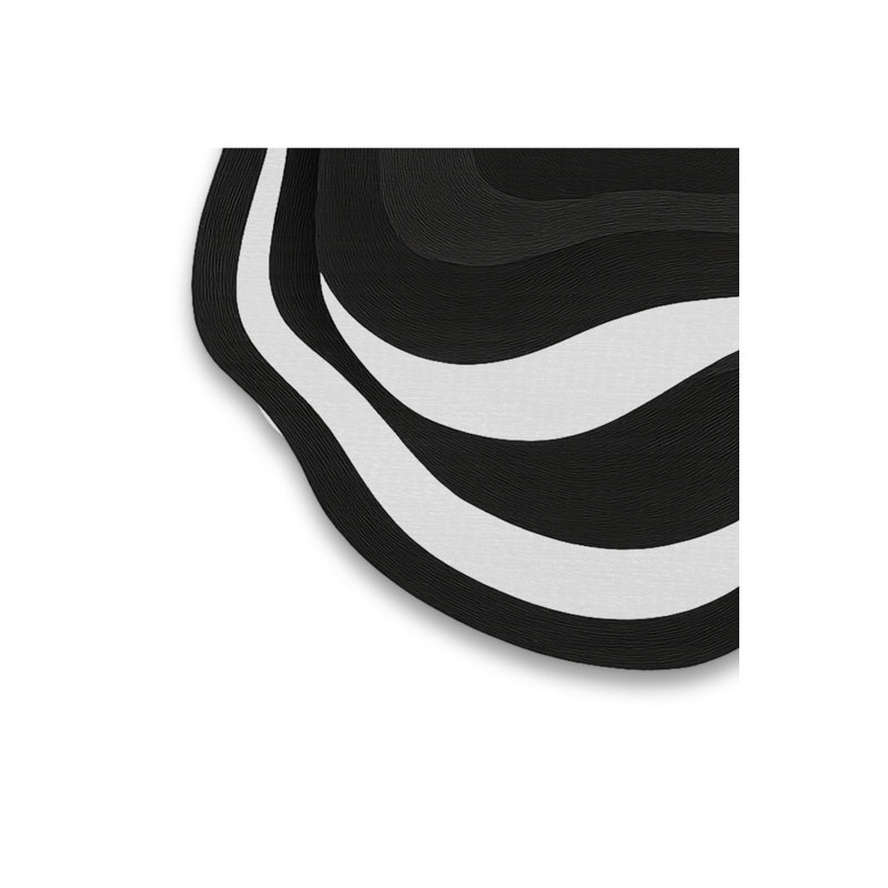 Tapis noir tissé à motif abstrait lavable Mosso, 2'6" x 4'11"