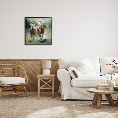 " Two Polo Players Abstract " by Ziwei Li Painting Print