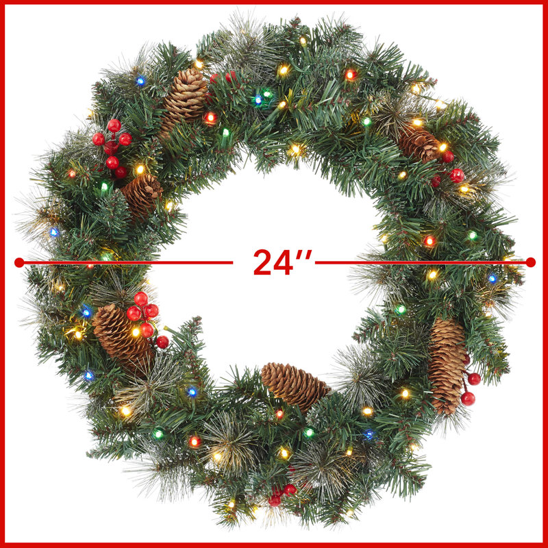 Faux 24'' Wreath, 24" H x 24" W x 2.75" D