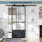 84" Glass and Metal Barn Door with Installation Hardware Kit (Include Soft-Close)-92280922-100547247