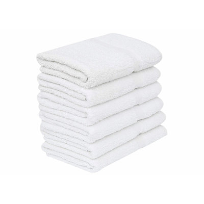 SoftLux Economy Bath Towels - 6 Pack, 24x48 Inch, Cotton Blend, Commercial Grade, Easy Care, Ultra Soft White Towels for Home & Hospitality