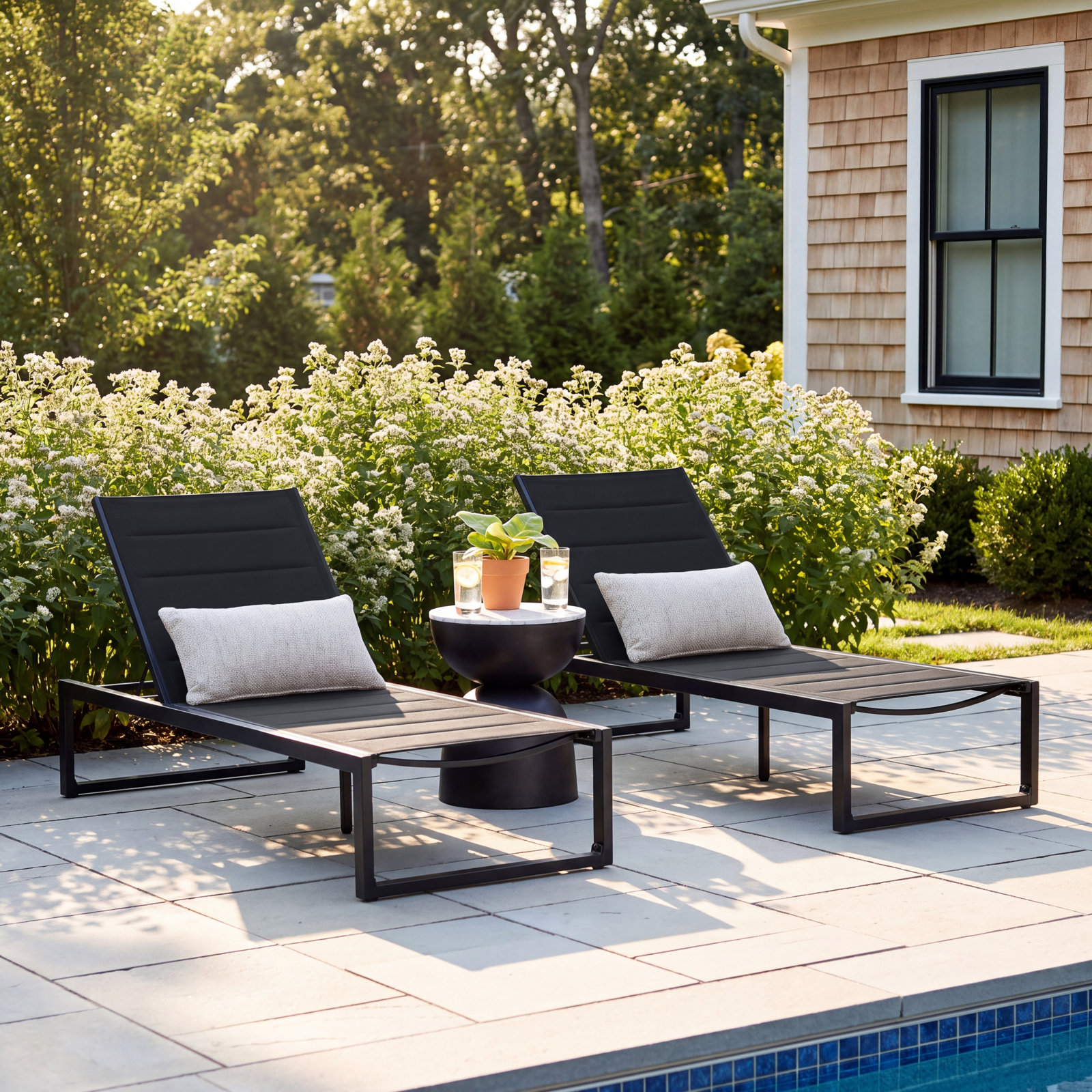 Armando 81" Patio Chaise Lounge, Black