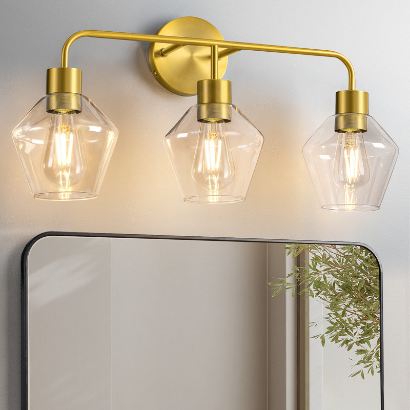 3-Light Dimmable Vanity Light, Satin Brass