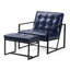 Fauteuil et repose-pieds en cuir Buren-101040978