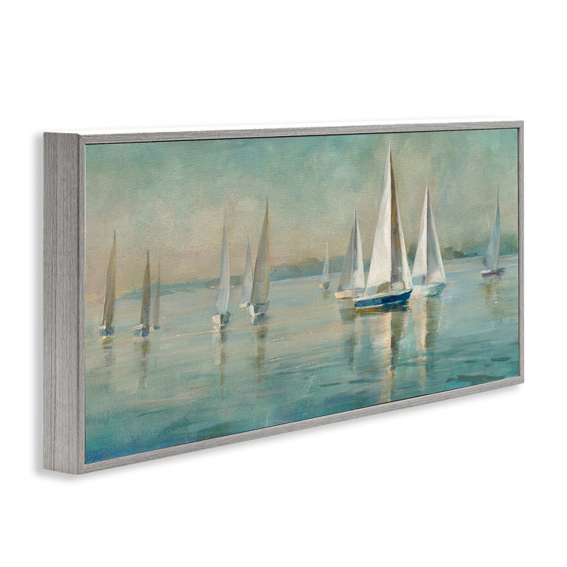  «Panoramic Sailing at Sunrise», art de la giclée encadrée par Danhui Nai, H 13 po x l 30 po, Estampe numérique Farmhouse
