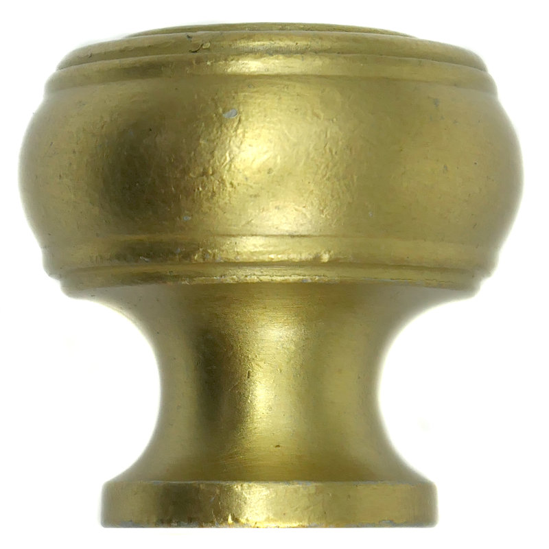 Satin Brass Round Transitional Cabinet Knob with Mounting Hardware
