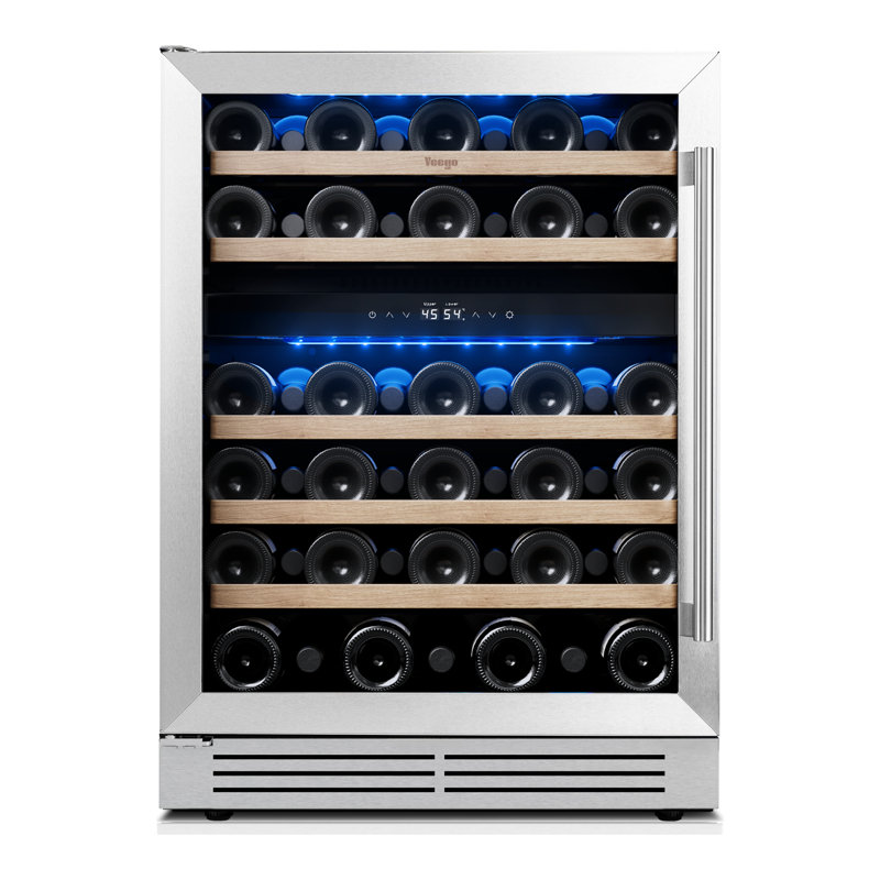 Yeego 23.4'' 52 Bottle Wine Refrigerator Dual Zone Freestanding/built-in Cooler, Left Hinge