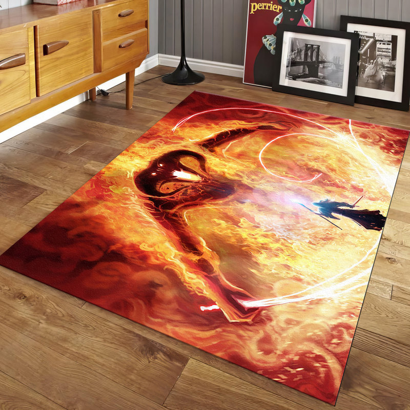 Floral Medley Soft Non-Woven Printed Rug Featuring Vibrant Reds and Delicate Blues for a Warm Homely Appeal