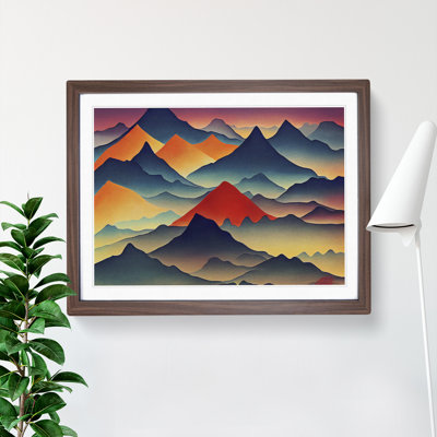 Blissful Painted Mountains Abstract - Framed Print