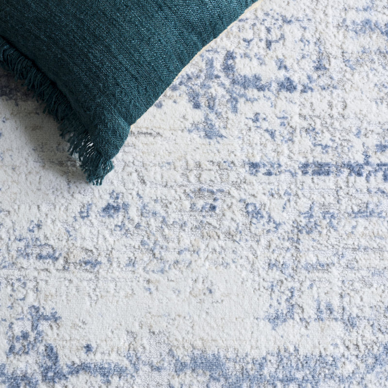 Tapis abstrait Grandview 700 Performance, Rond 11 pi, Light Blue/Ivory