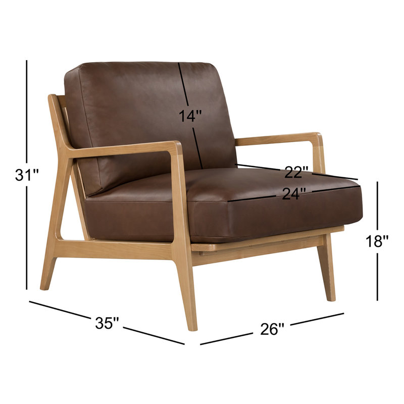 Carmelo Genuine Leather Accent Chair, Dark Brown Genuine Leather