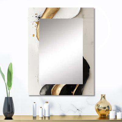 Goldern Transitional Gateway Of Dark Liquid Ink V - Abstract Decorative Mirror On Metal