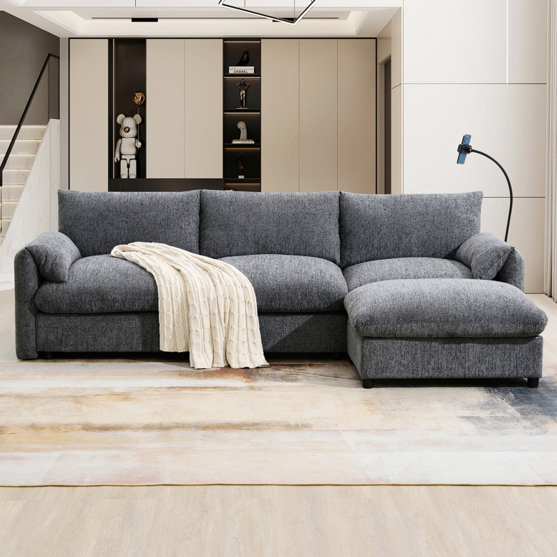 Canapé avec repose-pieds et poches de rangement, support de téléphone réglable, chargeur USB