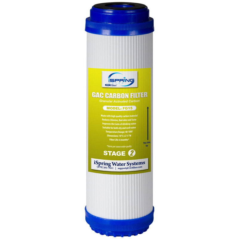 iSpring FG15 NSF/ANSI 58 Certified GAC Granular Activated Carbon 2.5"x10" Water Filter Replacement, 2.5" x 10"