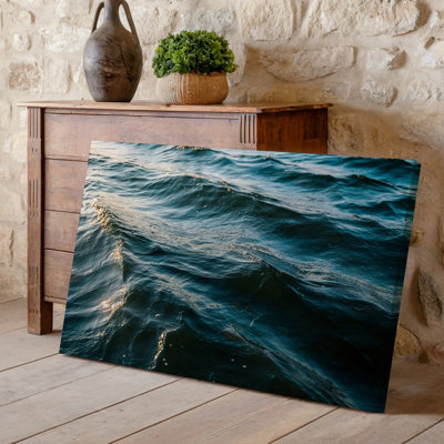 Canvas A Close Up View Of Gently Undulating Ocean Water Showcasing Wall Art A Mesmerizing Interplay Of Light And Shadow On The Surface Canvas Wall Art