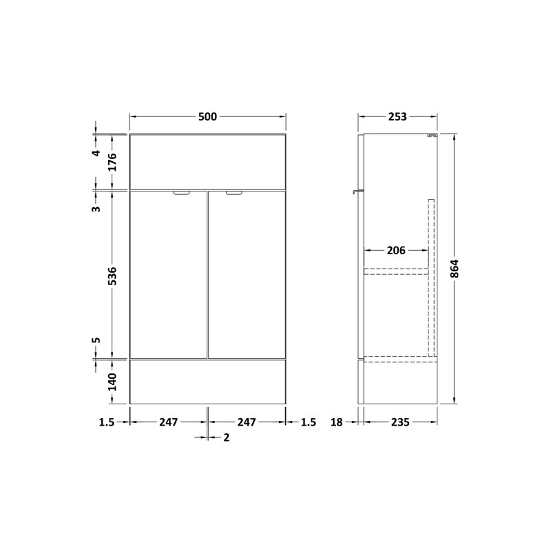 50cm Single Bathroom Vanity Base Only