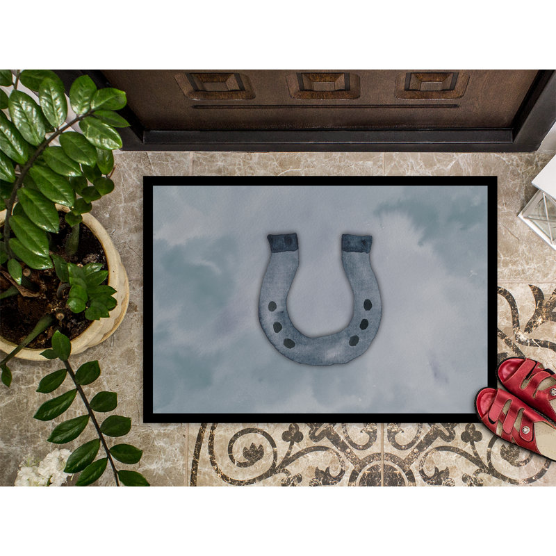 Tapis de porte d’extérieur anti-dérapant aquarelle cheval, Rectangle 2 pi x 3 pi