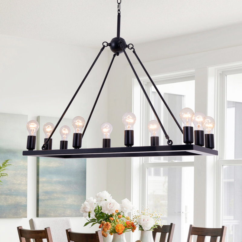 Ebern Designs 10-light Dimmable Square / Rectangle Chandelier | Wayfair
