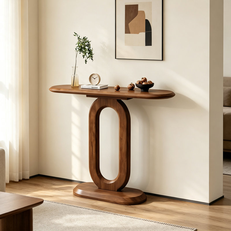 Console créative moderne en bois massif, 31.5" H x 47.24" W x 11.81" D, Brown