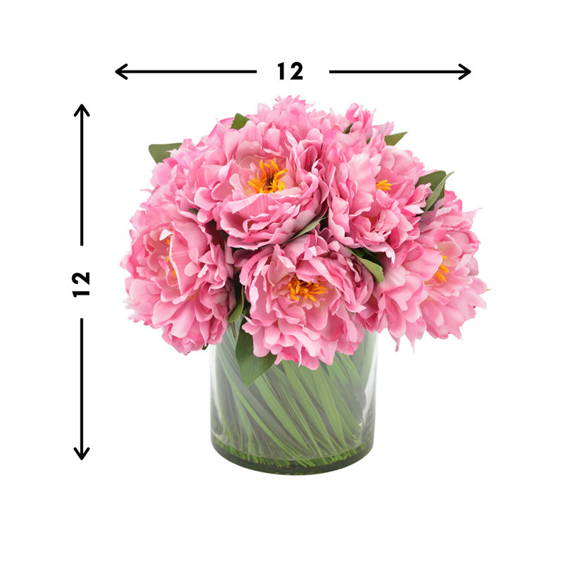 Peony Bouquet, Pink, 12"H x 12"W x 12"D