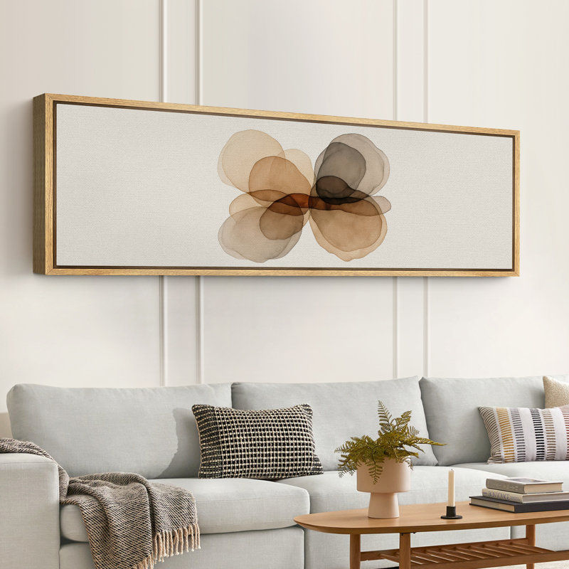 Grande impression sur toile encadrée - reproduction abstraite neutre pour décoration murale minimaliste moderne, Naturel