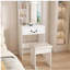 Modern Mini Dressing Table with LED-lit Mirror & Hidden Storage,Includes Padded Stool,Adjustable Brightness Vanity Desk,Multi-tier Dust-proof Shelves,White