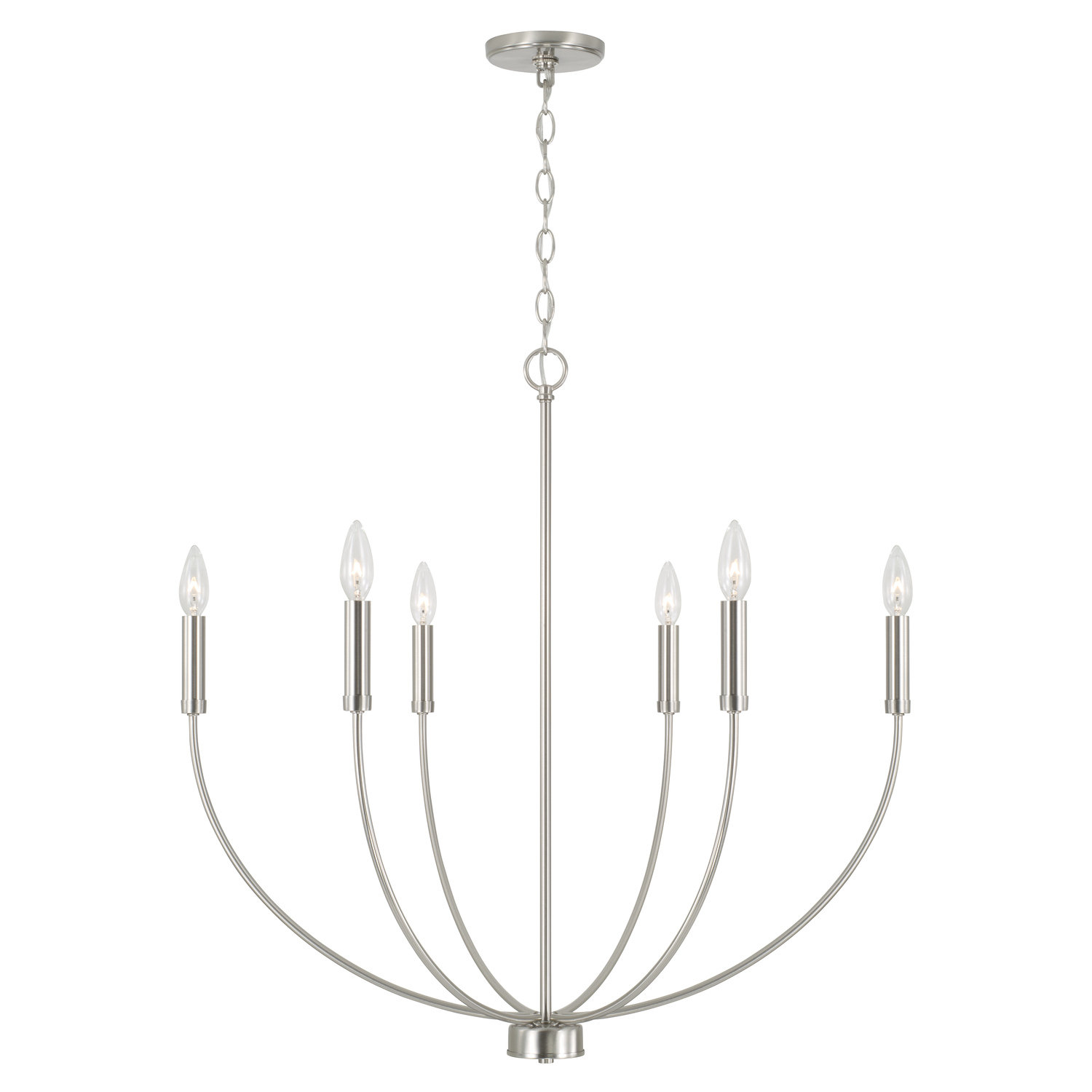 Ansley Chandelier, Brushed Nickel, 6 Lights