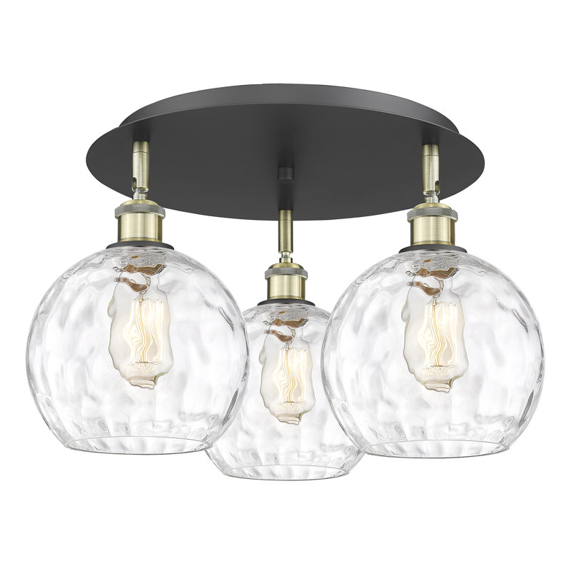 Ambrosane Glass Flush Mount, Black Antique Brass