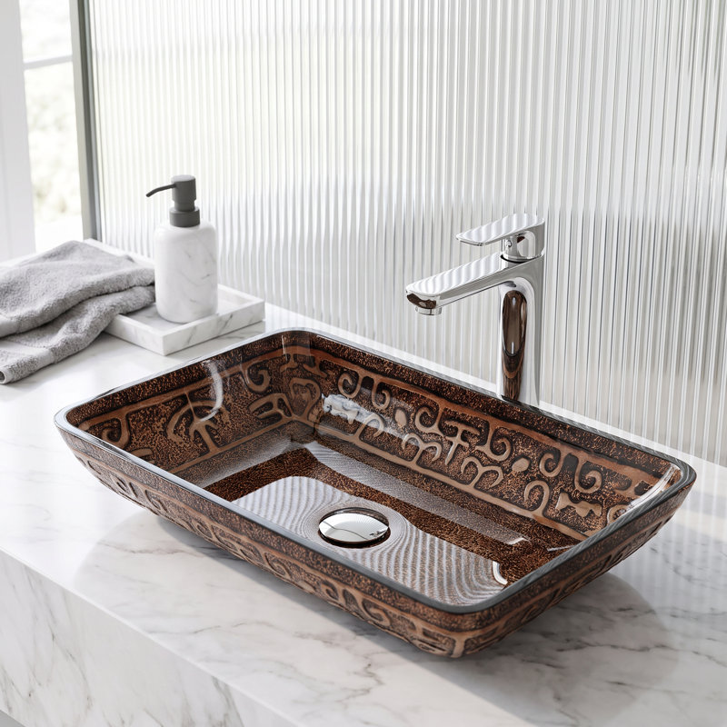Lavabo de salle de bain rectangulaire Donatello, Fusion dorée et brune