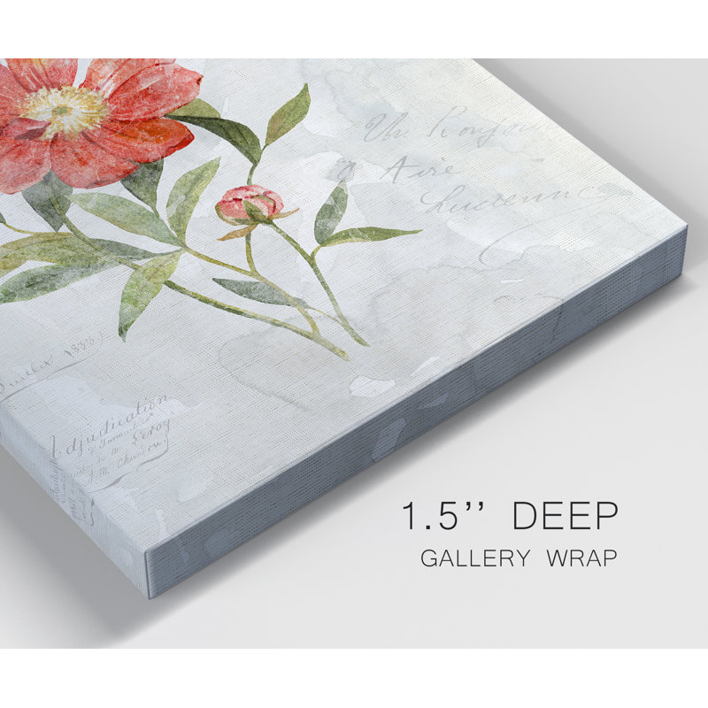 " Linen Peony " 2 - Pieces, No Mat, 12" H x 16" W x 1" D, Wrapped Canvas