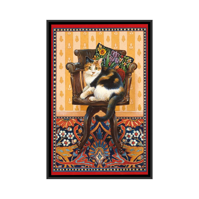 «Becky on My Father's Desk Chair», impression sur toile, H 26 po x l 18 po x P 1,5 po, Pas de tapis, Toile encadrée noire