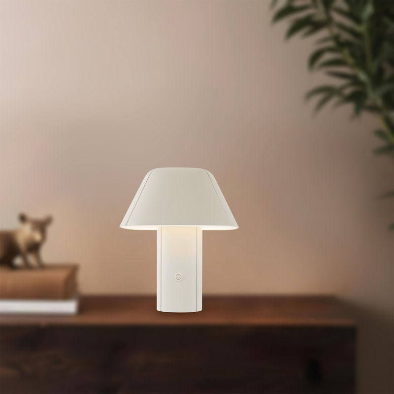 Folio 10-in Black dimmable LED Table Lamp, Pearl White