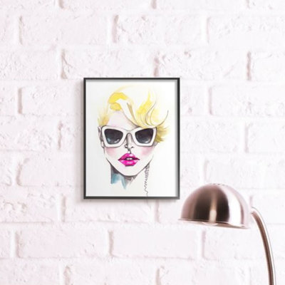 Blonde Female Fashion Portrait White Sunglasses by Elisaveta Stoilova - Painting