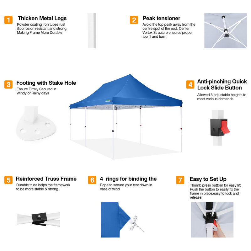 3x6m Pop Up Gazebo Party Tent Wedding Canopy with Removable Sidewalls, Light Blue
