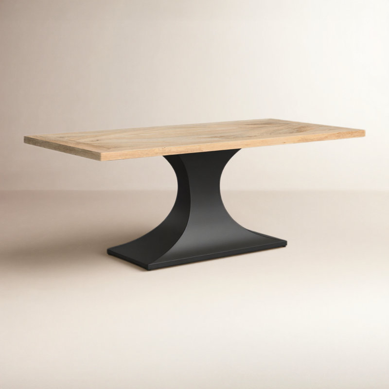 Amboise Metal Base Dining Table, Light Brown