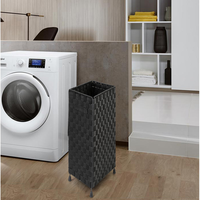 Plastic Laundry Hamper with Handles, Black