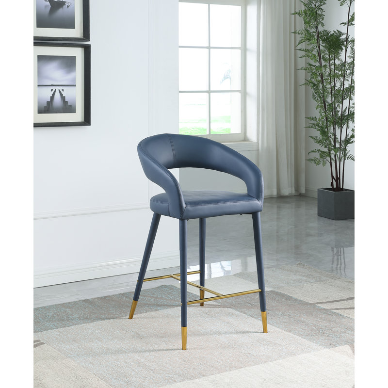 Destiny 26.5" Counter Stool, Vegan Leather, Navy
