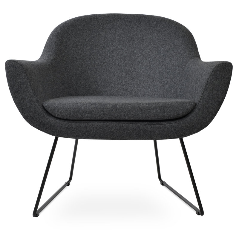 Fauteuil Madison, Noir, Laine gris foncé
