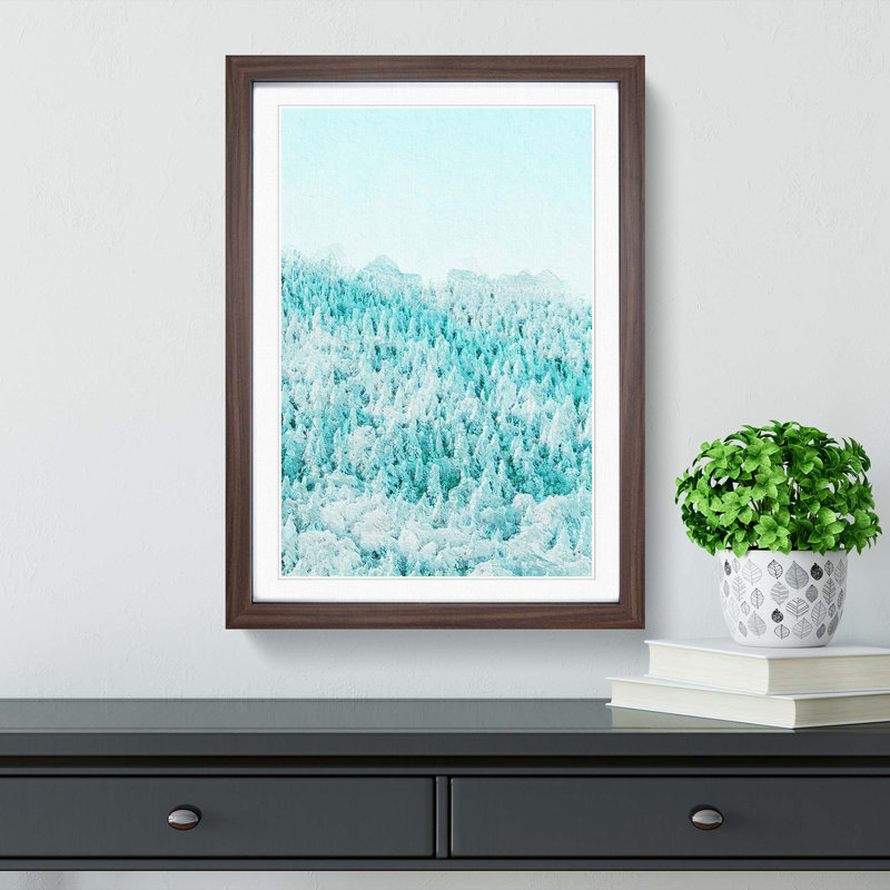 A Winter Forest Abstract Art - Single Picture Frame Painting, Walnut Framed, 63cm H x 45cm W x 2cm D
